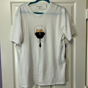 Karl Lagerfeld Paris White Cotton Crew Neck Masked Up T-Shirt Mens sz M, NWT